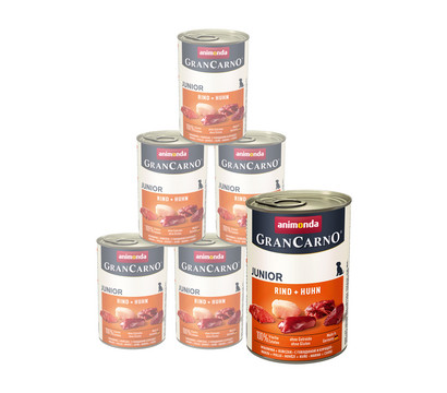 animonda GRANCARNO® Nassfutter für Hunde Junior, 6 x 400 g/800 g