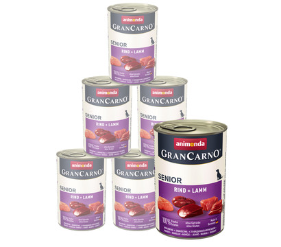 animonda GRANCARNO® Nassfutter für Hunde Senior, Rind & Lamm, 6 x 400 g