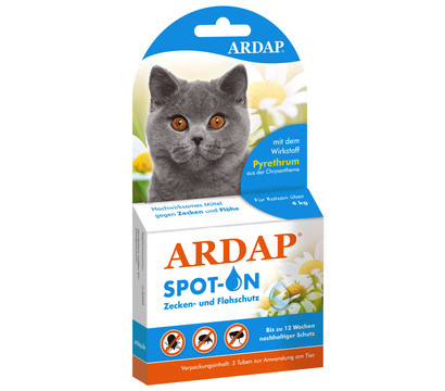 ARDAP® Zecken- und Flohschutz Spot-On für Katzen ab 4 kg, 3 x 0,8 ml