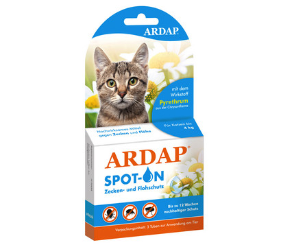 ARDAP® Zecken- und Flohschutz Spot-On für Katzen bis 4 kg, 3 x 0,4 ml