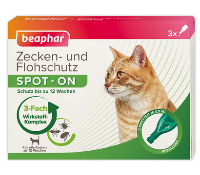 beaphar Zecken- & Flohschutz SPOT-ON für Katzen, 3x0,8 ml