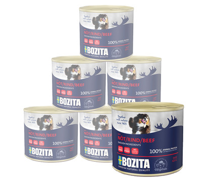 BOZITA Nassfutter für Hunde Paté, 6 x 625 g