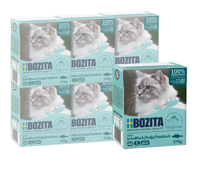 BOZITA Nassfutter für Katzen Häppchen in Gelee, 6 x 370 g