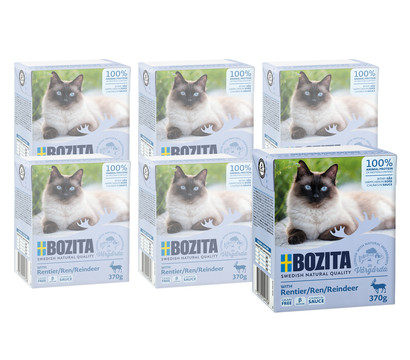 BOZITA Nassfutter für Katzen Häppchen in Sauce, 6 x 370 g