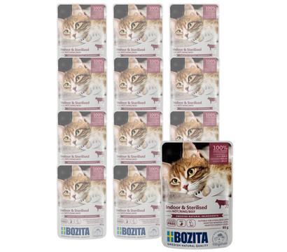 BOZITA Nassfutter für Katzen Indoor & Sterilised Häppchen in Gelee, 12 x 85 g