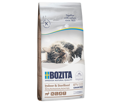 BOZITA Trockenfutter für Katzen Indoor & Sterilised Grain Free Reindeer, Rentier