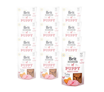 Brit Care Hundesnack Meaty Jerky Meaty Coins Puppy, 12 x 80 g