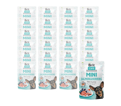 Brit Care Nassfutter für Hunde Sterilised, Mini, Adult, Lachs & Hering, 24 x 85 g