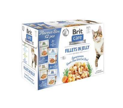 Brit Care Nassfutter für Katzen Flavour Box Filets in Gelee, Adult, 12 x 85 g