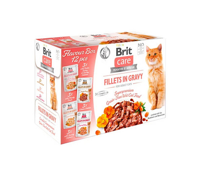Brit Care Nassfutter für Katzen Flavour Box Filets in Soße, Adult, 12 x 85 g