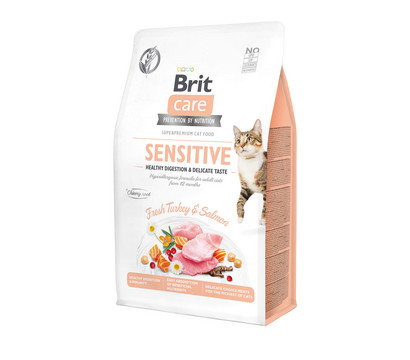 Brit Care Trockenfutter für Katzen Sensitive, Adult, Truthahn & Lachs