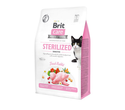 Brit Care Trockenfutter für Katzen Sterilized Sensitive, Adult, Kaninchen