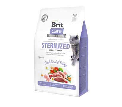 Brit Care Trockenfutter für Katzen Sterilized Weight Control, Adult, Ente & Truthahn