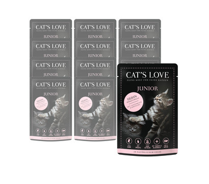 CAT'S LOVE Nassfutter für Katzen Pur Junior, 12 x 85 g