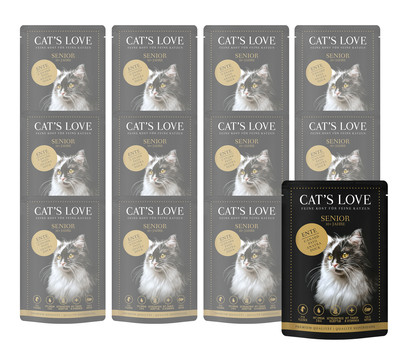 CAT'S LOVE Nassfutter für Katzen Senior, Ente, 12 x 85 g