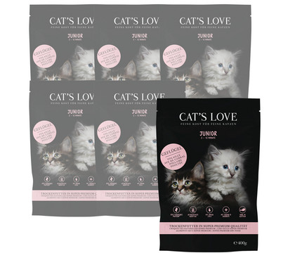 CAT'S LOVE Trockenfutter für Katzen Junior, Geflügel, 6 x 400 g