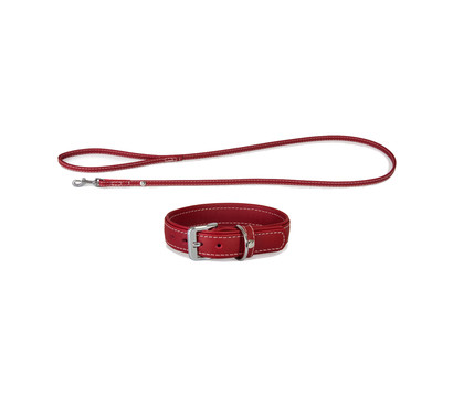 Das Lederband Halsband/Leinen-Set Olivvia Barcelona Indian-Red