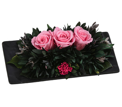 Dehner Arrangement mit Longlife-Rose Cloe, rosa, ca. B19/H6/T10 cm