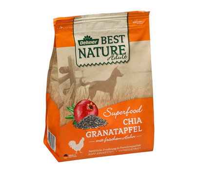 Dehner Best Nature Trockenfutter für Hunde Adult Superfood, Chia Granatapfel