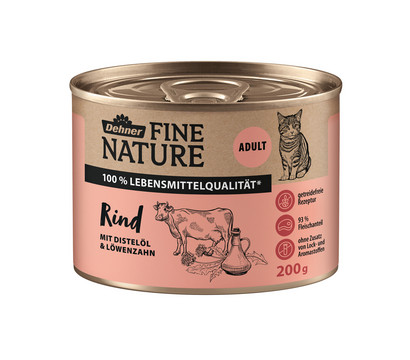 Dehner Fine Nature Nassfutter für Katzen Adult, Rind mit Distelöl & Löwenzahn