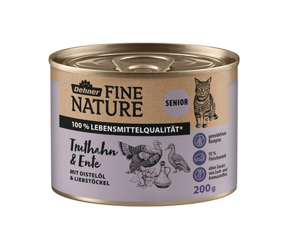 Dehner Fine Nature Nassfutter für Katzen Senior, Truthahn & Ente mit Distelöl & Liebstöckel