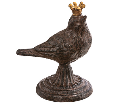 Dehner Gusseisen-Vogel mit Krone, ca. H13 cm