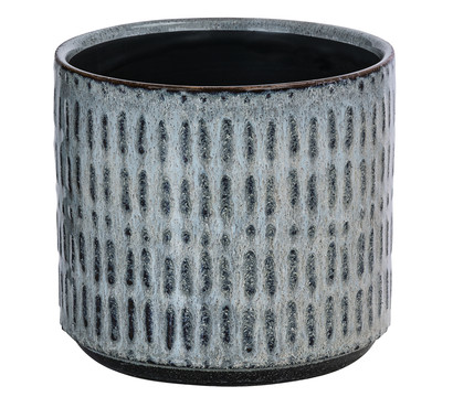 Dehner Keramik-Übertopf Flynn, rund, grau, ca. Ø14 cm