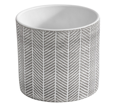 Dehner Keramik-Übertopf Paula, rund, grau/weiß