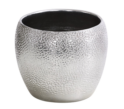 Dehner Keramik-Übertopf Rosella, bauchig, silber