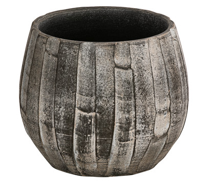 Dehner Keramik-Übertopf Samu, bauchig, braun, ca. Ø16 cm