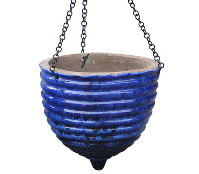 Dehner Keramik-Hängeampel, konisch, blau