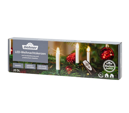 Dehner LED-Christbaumkerzen, creme, 20er-Set