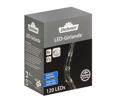 Dehner LED-Lichtergirlande, 120 LEDs, warmweiß