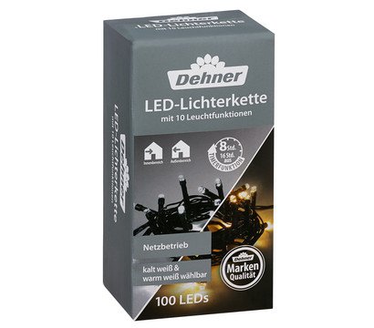 Dehner LED-Lichterkette, 100 LEDs, warmweiß/kaltweiß