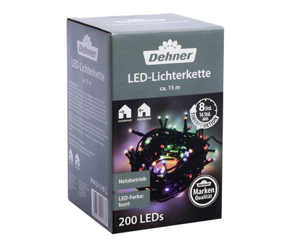 Dehner LED-Lichterkette, 200 LEDs, bunt, ca. L1500 cm