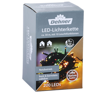 Dehner LED-Lichterkette 200 LEDs, bunt/bernstein