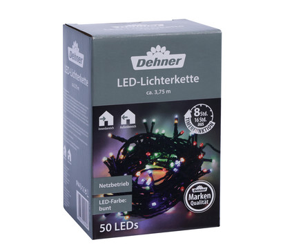 Dehner LED-Lichterkette, 50 LEDs, bunt, ca. L375 cm