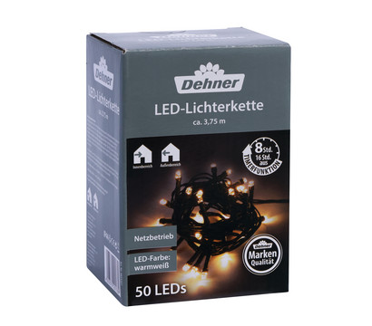 Dehner LED-Lichterkette, 50 LEDs, warmweiß, ca. L375 cm