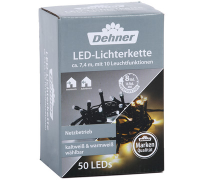 Dehner LED-Lichterkette, 50 LEDs, warmweiß/kaltweiß