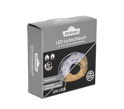 Dehner LED-Lichtschlauch, 200 LEDs, kaltweiß/warmweiß, ca. L1000 cm