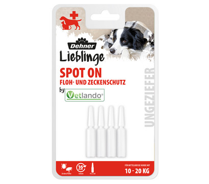 Dehner Lieblinge Floh- und Zeckenschutz Spot On für mittelgroße Hunde, 4 x 2 ml