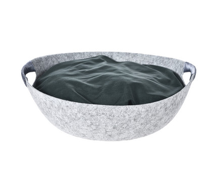 Dehner Lieblinge Kuschelbett Cup, grau/grün, rund, ca. B47/H17/T45 cm