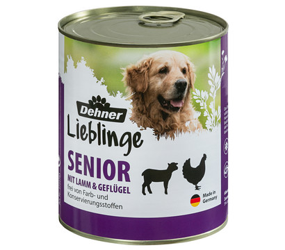 Dehner Lieblinge Nassfutter für Hunde Senior, Geflügel & Lamm, 400 g/800 g