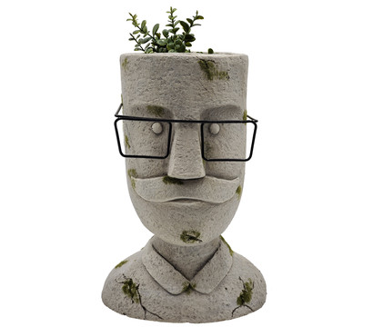 Dehner Magnesia-Topf Kopf mit Brille, ca. H34 cm