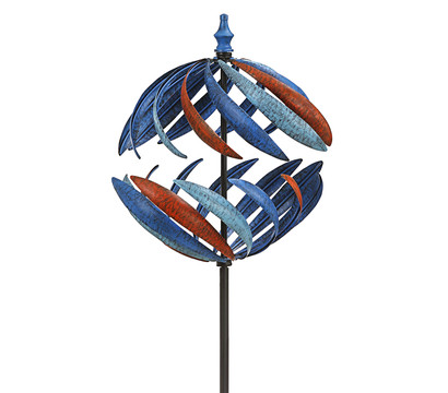 Dehner Metall-Riesen-Windrad Globe, ca. H186 cm, blau-rot