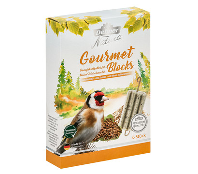 Dehner Natura Premium Wildvogelfutter Gourmet Blocks mit Mehlwürmern, 6 Stk á ca. 90 g