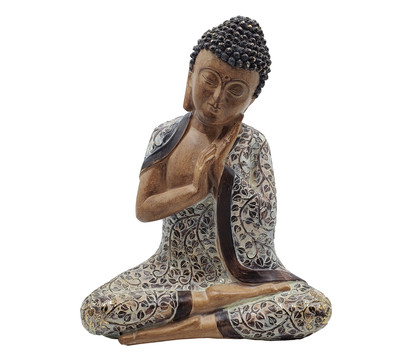 Dehner Polyresin-Buddha Holzoptik, ca. H40 cm