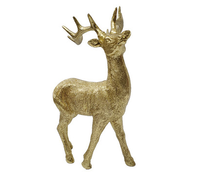 Dehner Polyresin-Dekofigur Hirsch, gold, ca. H38 cm