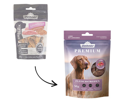 Dehner Premium Hundesnack Fleischstreifen, Lamm, 50 g