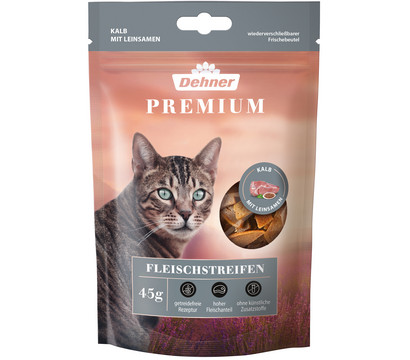 Dehner Premium Katzensnack Fleischstreifen, Kalb, 45 g